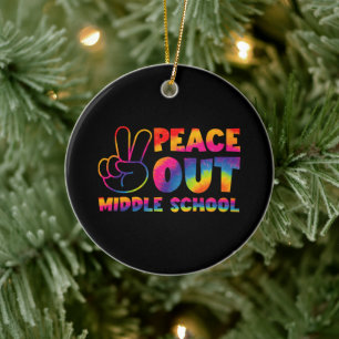 Tschüss Mittelschule Tie-Dye letzter Schultag Keramik Ornament