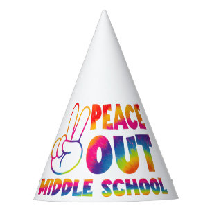 Tschüss Mittelschule Tie Dye letzter Schultag Partyhütchen