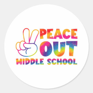 Tschüss Mittelschule Tie Dye letzter Schultag Runder Aufkleber