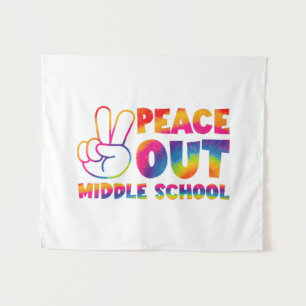 Tschüss Mittelschule Tie-Dye letzter Schultag Wandteppich
