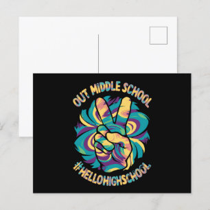 Tschüss Mittelstufe Hallo High School Tie Dye  Postkarte