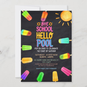 Tschüss Schule, hallo Poolparty Einladung