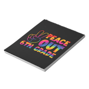 Tschüss sechste Klasse Tie-Dye letzter Tag 6. Klas Notizblock