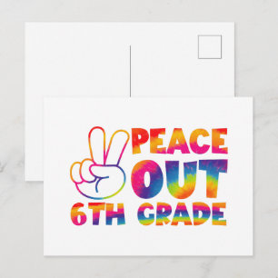 Tschüss sechste Klasse Tie-Dye letzter Tag 6. Klas Postkarte