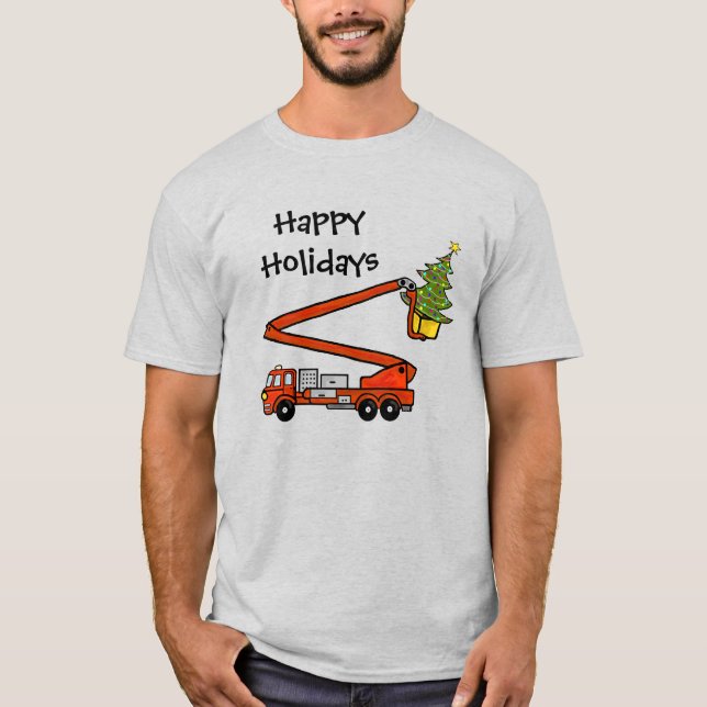 Tshirt für Feuerwehrwagen und Weihnachtsbaum (Vorderseite)