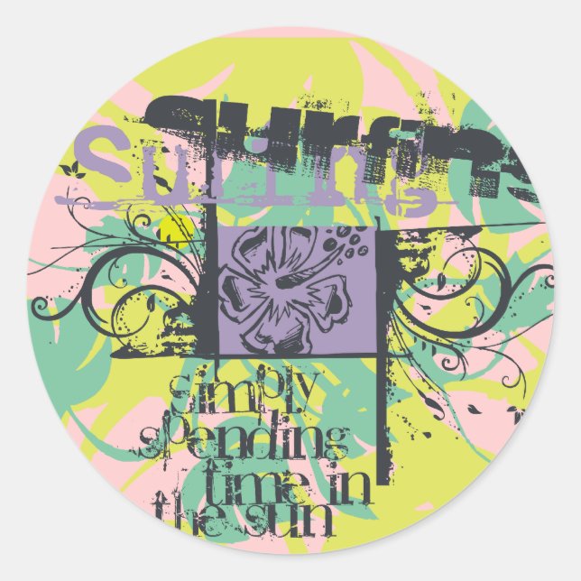 Tshirts und Geschenke für die Surfzeit Runder Aufkleber (Vorderseite)