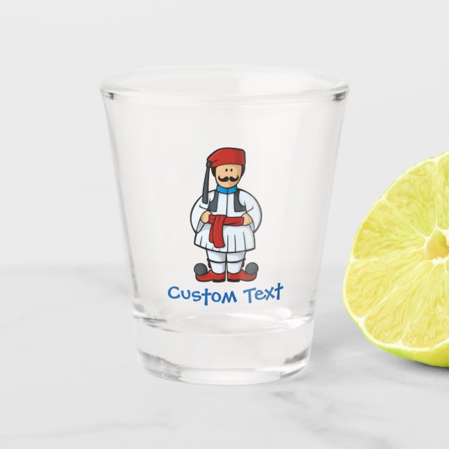 Tsolias Cartoon Schnapsglas (Vorderseite)