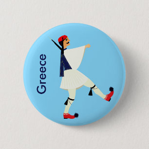 Tsolias (Evzones) mit fustanella Greece souvenir Button
