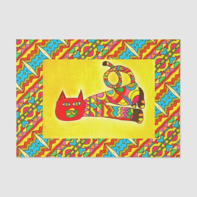 TSP - 0089 - Alebrije Cat - Gewebepapier Seidenpapier (Vorderseite)