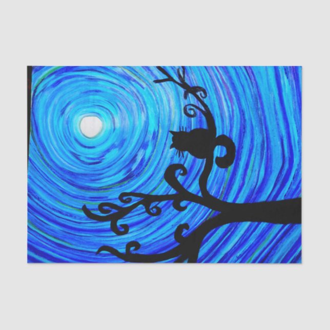 TSP 098 - Katze und der Mondschein - Seidenpapier (Vorderseite)