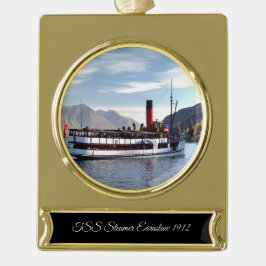 TSS Dampfschiff Earnslaw 1912 Banner-Ornament Gold
