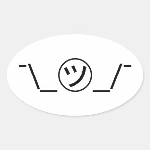 Tsu Kana Shrug Emoticon Ø\_ ㋡_/ Japanisch Kaomoji Ovaler Aufkleber
