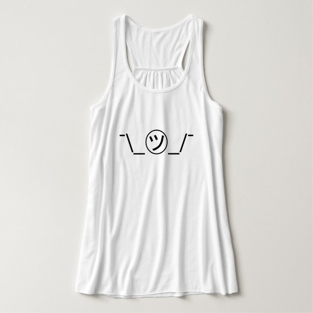 Tsu Kana Shrug Emoticon Ø\_ ㋡_/ Japanisch Kaomoji Tank Top (Design Vorderseite)