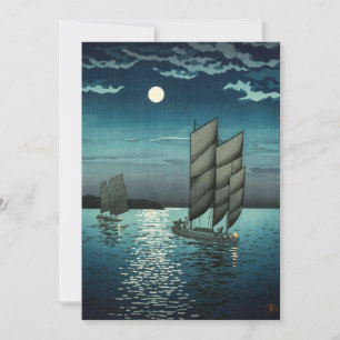 Tsuchiya Koitsu - Boote bei Shinagawa, Nacht Dankeskarte