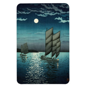 Tsuchiya Koitsu - Boote bei Shinagawa, Nacht Magnet