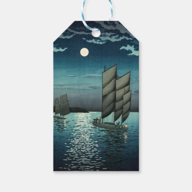 Tsuchiya Koitsu - Boote in Shinagawa, Nacht Geschenkanhänger (Vorderseite)