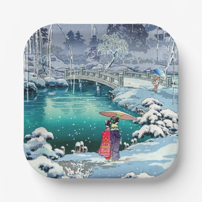 Tsuchiya Koitsu - Frühjahrsschnee bei Maruyama Pappteller (Vorderseite)