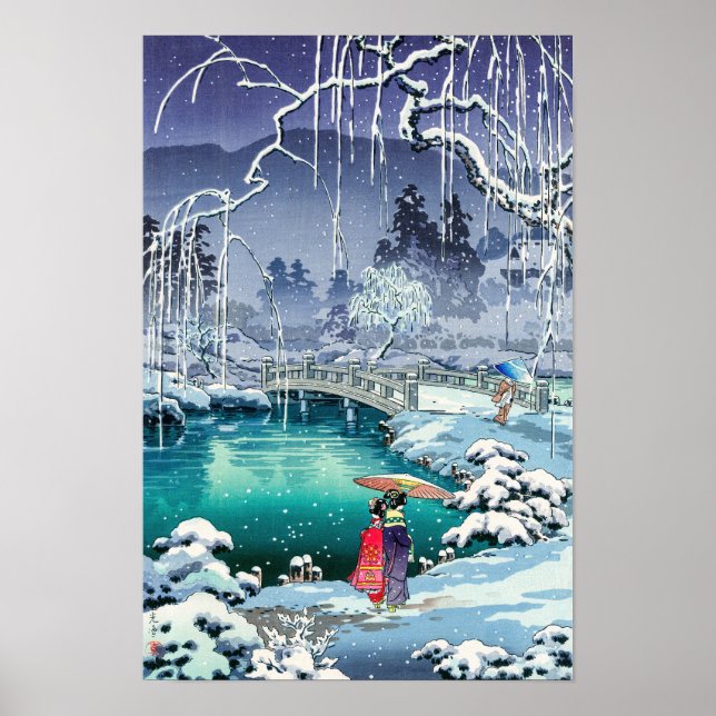 Tsuchiya Koitsu - Frühjahrsschnee bei Maruyama Poster (Vorne)