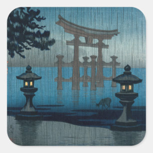 Tsuchiya Koitsu - Miyajima im Regen Quadratischer Aufkleber