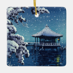 Tsuchiya Koitsu - Schnee auf dem Ukimido in Katada Keramikornament