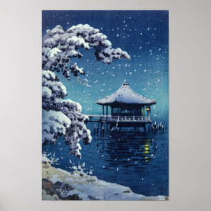 Tsuchiya Koitsu - Schnee auf dem Ukimido in Katada Poster