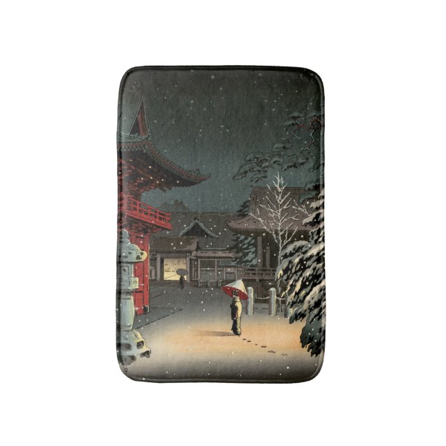 Tsuchiya Koitsu - Schnee bei Nezu Shrine Badematte (Vorderseite Vertikal)