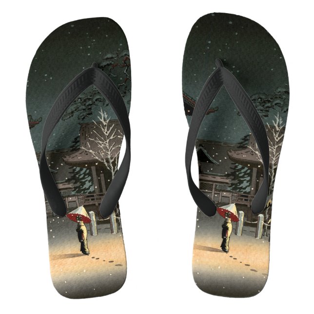 Tsuchiya Koitsu - Schnee bei Nezu Shrine Flip Flops (Fußbett)