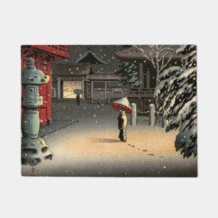 Tsuchiya Koitsu - Schnee bei Nezu Shrine Fußmatte