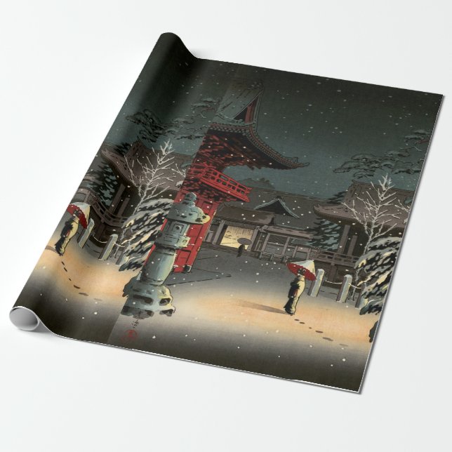 Tsuchiya Koitsu - Schnee bei Nezu Shrine Geschenkpapier (Ungerollt)