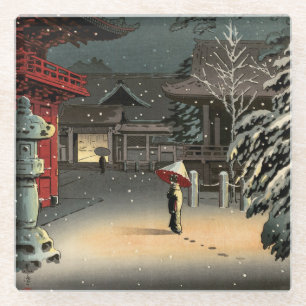 Tsuchiya Koitsu - Schnee bei Nezu Shrine Glasuntersetzer
