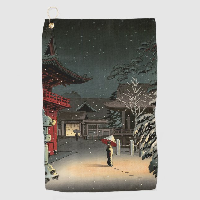Tsuchiya Koitsu - Schnee bei Nezu Shrine Golfhandtuch (Vorderseite)