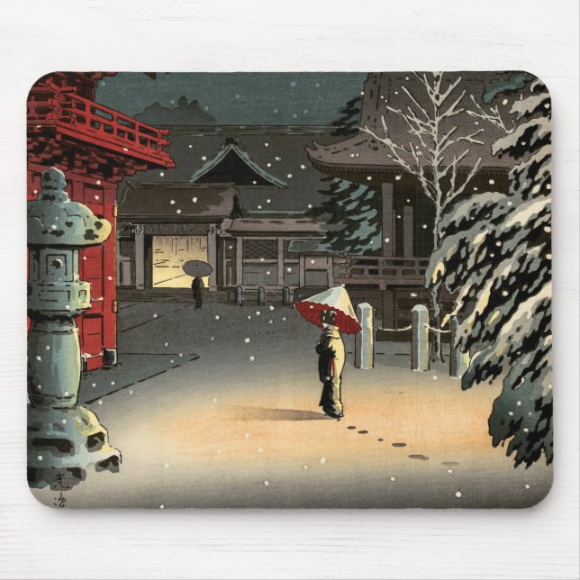 Tsuchiya Koitsu - Schnee bei Nezu Shrine Mousepad (Vorne)