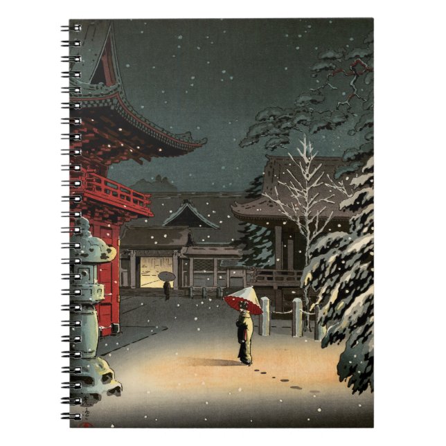 Tsuchiya Koitsu - Schnee bei Nezu Shrine Notizblock (Vorderseite)