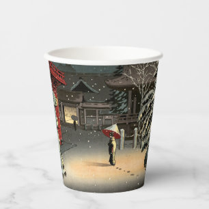 Tsuchiya Koitsu - Schnee bei Nezu Shrine Pappbecher