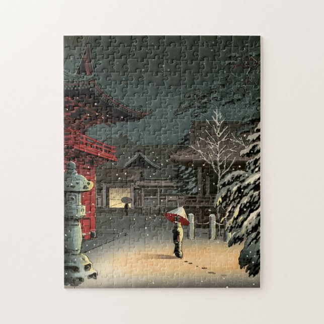 Tsuchiya Koitsu - Schnee bei Nezu Shrine Puzzle (Vertikal)
