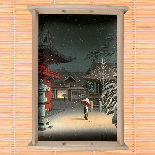Tsuchiya Koitsu - Schnee bei Nezu Shrine Serviertablett
