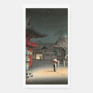 Tsuchiya Koitsu - Schnee bei Nezu Shrine Serviette
