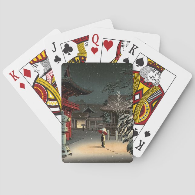 Tsuchiya Koitsu - Schnee bei Nezu Shrine Spielkarten (Rückseite)