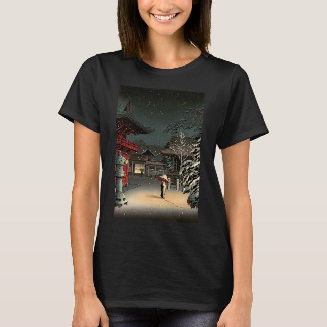 Tsuchiya Koitsu - Schnee bei Nezu Shrine T-Shirt (Vorderseite)