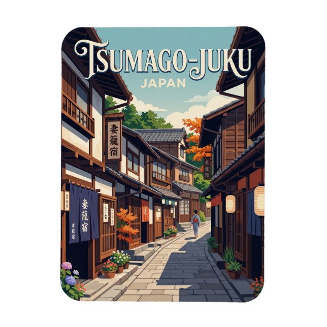 Tsumago, Japan, Gasse Japan Magnet (Vertikal)