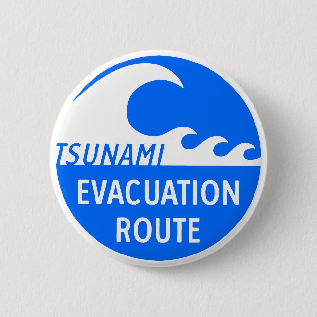 Tsunami Evakuierungsweg Button (Vorderseite)