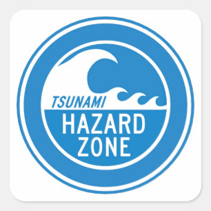 TSUNAMI-GEFAHRENzone Quadratischer Aufkleber