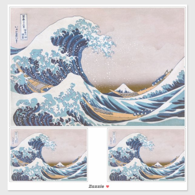 Tsunami Great Wave off Kanagawa Japan by Hokusai Aufkleber (Blatt)