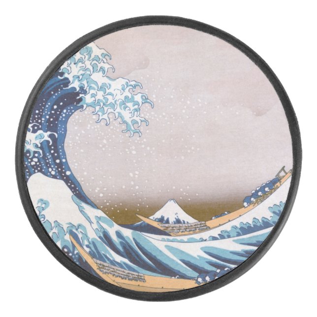 Tsunami Great Wave off Kanagawa Japan by Hokusai Eishockey Puck (Vorderseite)