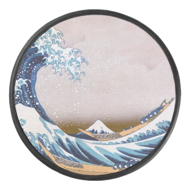 Tsunami Great Wave off Kanagawa Japan by Hokusai Eishockey Puck (Vorderseite)