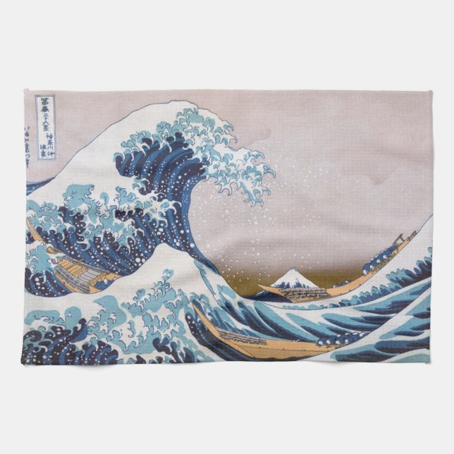 Tsunami Great Wave off Kanagawa Japan by Hokusai Geschirrtuch (Horizontal)