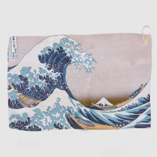 Tsunami Great Wave off Kanagawa Japan by Hokusai Golfhandtuch (Horizontal)