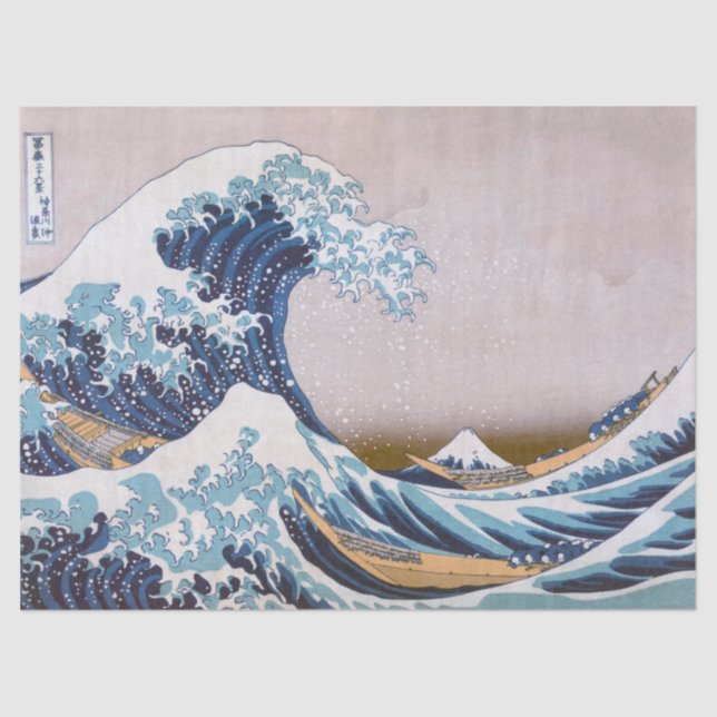Tsunami Great Wave off Kanagawa Japan by Hokusai Seidenpapier (Vorderseite)