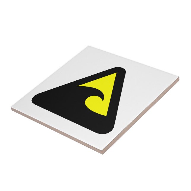 Tsunami Hazard Sign Fliese (Seite)