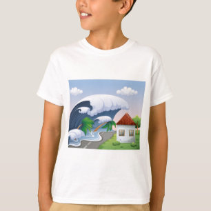 Tsunami-Welle trifft Küstenstraße Tropischer Sturm T-Shirt